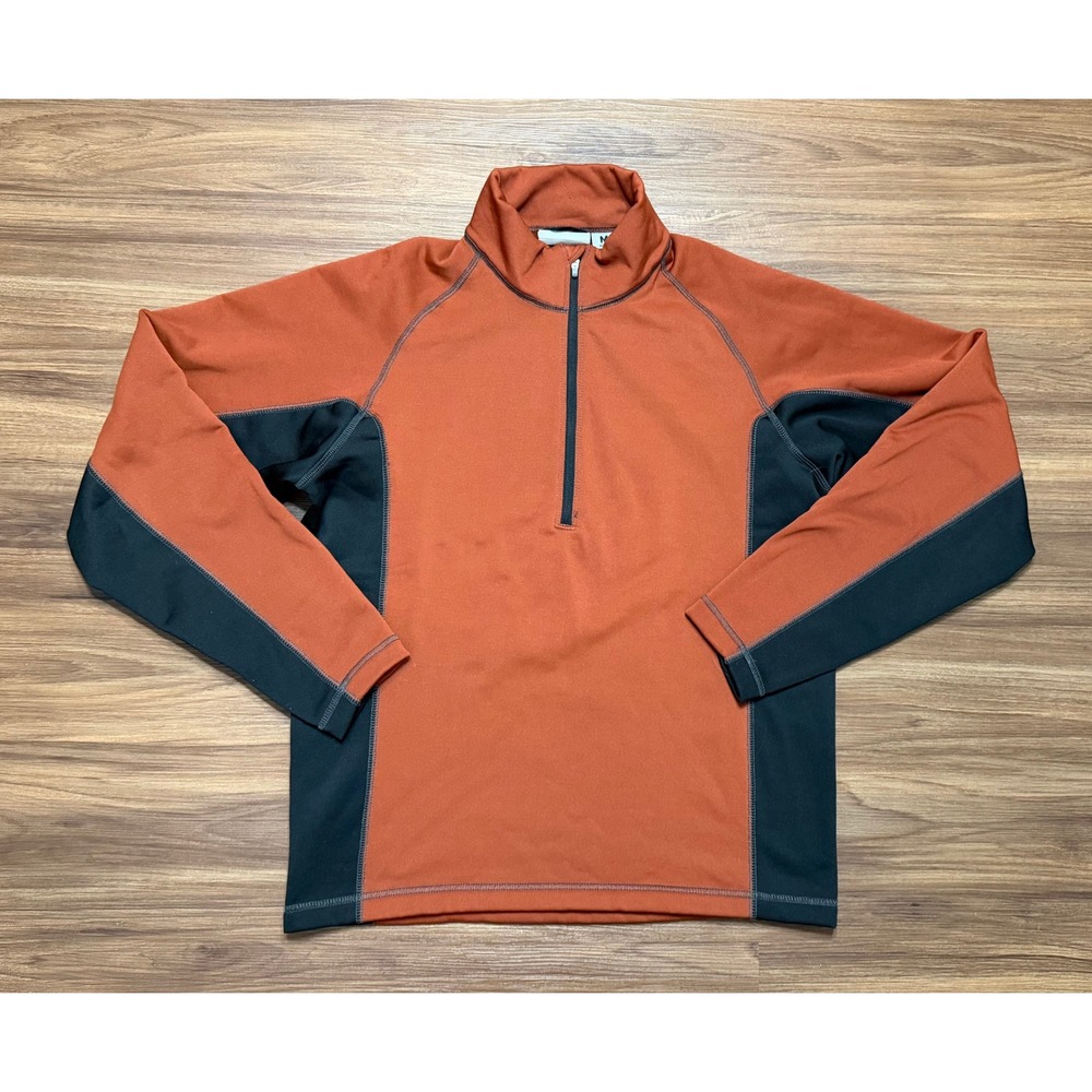 Obermeyer Mens 1/4 Zip Fleece Pullover Burnt Orange Black Style 79223 Size M